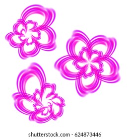 Set of the abstract pink flowers