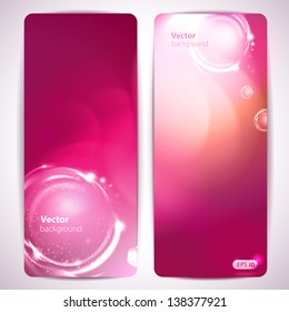 Set of abstract pink vector banners.