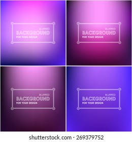 Conjunto de fondo abstracto rosa y violeta borroso