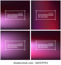 Set of abstract pink and violet backgrounds blurry 
