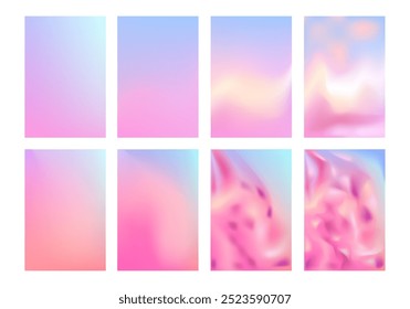 Conjunto de abstrato rosa, violeta, vermelho suave desfoque gradiente cor vetor plano de fundo design gráfico.