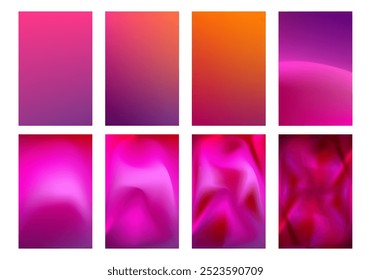 Conjunto de Diseño gráfico de fondo de Vector de color degradado suave de color rosa, violeta, rojo abstracto.