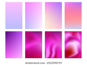 Conjunto de Diseño gráfico de fondo de Vector de color degradado suave de color rosa, violeta, rojo abstracto.