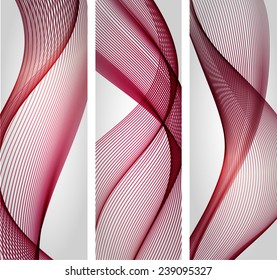Set of abstract pink wavy backgrounds
