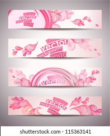 Set of abstract pink web headers or banners.