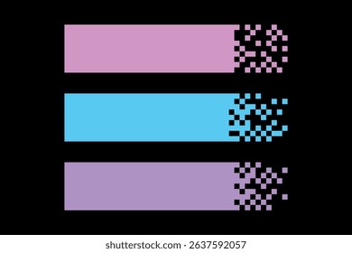 Set of abstract pixel titles, text boxes of different colors. Vector illustration.