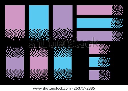 Set of abstract pixel titles, text boxes of different colors. Vector illustration.
