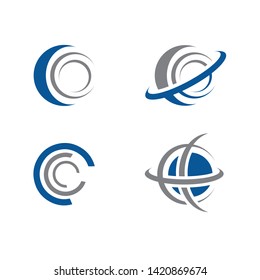 Set of abstract planet and orbit circle logo design template