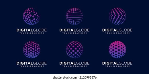 set of abstract planet technology Logo Design vector Template.