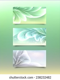 set of abstract plant on a blurred background / vector banner card