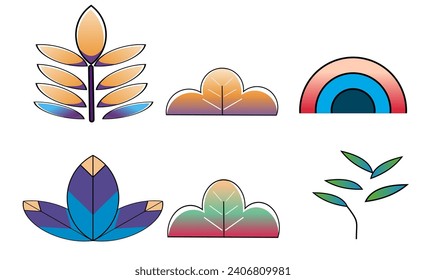 set abstract plant vector style