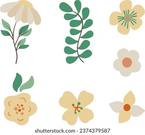 Set of abstract plants and flowers. Vector illustration