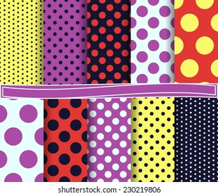 set of  abstract polka dot vector paper for scrapbook 