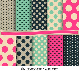 set of  abstract polka dot vector paper for scrapbook 