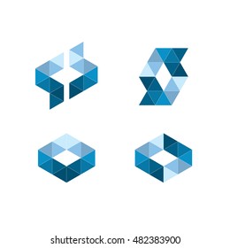 Set of abstract polygon icons for logo design 