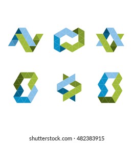 Set of abstract polygon icons for logo design 