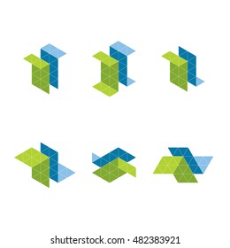 Set of abstract polygon icons for logo design 