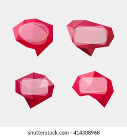 Set of abstract polygon speech bubbles.  Info graphic. Low Poly Design.