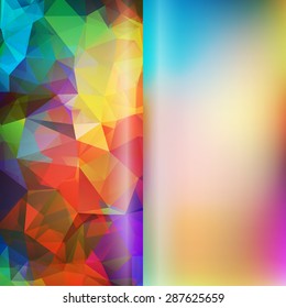 Set of abstract polygon triangles and blurred smooth backgrounds EPS10