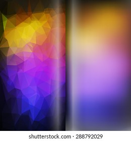 Set of abstract polygon triangles and blurred smooth backgrounds EPS10