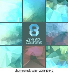 Set of abstract polygonal background, colorful triangles background