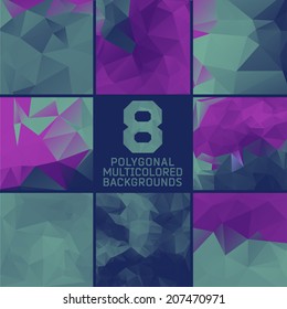 Set of abstract polygonal background, colorful triangles background