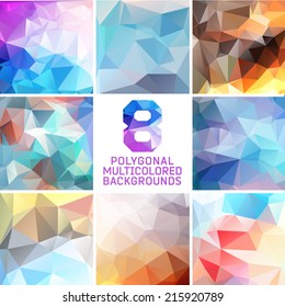 Set of abstract polygonal background, colorful triangles background
