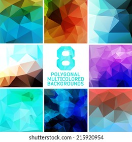 Set of abstract polygonal background, colorful triangles background