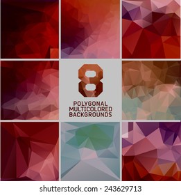 Set of abstract polygonal background, colorful triangles background