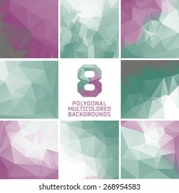 Set of abstract polygonal background, colorful triangles background