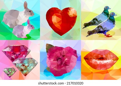A set of abstract polygons love.