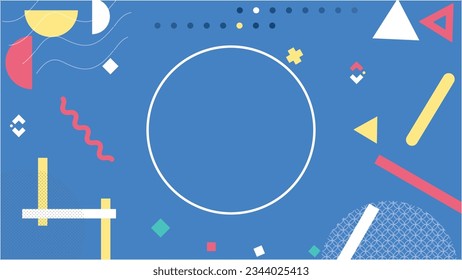Set of Abstract pop art color with pattern memphis style covers. geometric design, Collection of blue wallpaper. suitable for background