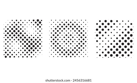 Set of Abstract pop art comic style gray circle halftone isolated on white background Vector. Dotted Monochrome vector. Abstract vector halftone background. Dot spray gradation vector