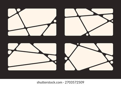 Conjunto de fondo de póster abstracto con puntos circulares conectados líquidos. patrón de metaballs, colección de Formas geométricas abstractas. Icono de Plantilla de diseño plano de movimiento de punto, collage de marco para foto