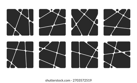 Conjunto de fondo de póster abstracto con puntos circulares conectados líquidos. patrón de metaballs, colección de Formas geométricas abstractas. Icono de Plantilla de diseño plano de movimiento de punto, collage de marco para foto