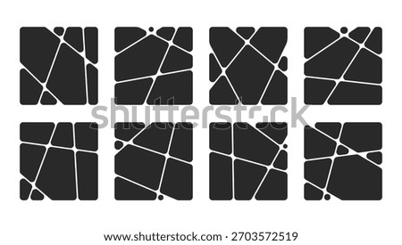 set of abstract poster background with liquid connected circle dots. metaballs pattern, abstract geometric shapes collection. Point movement flat layout template icon, frame collage for photo