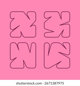 Satz von abstrakten Poster-Hintergrund mit orangefarbenen Flüssigkeit verbundenen Kreis Punkte. Metaballs Muster, abstrakte geometrische Formen Sammlung. Punktbewegung flaches Symbol, Rahmencollage für Foto	