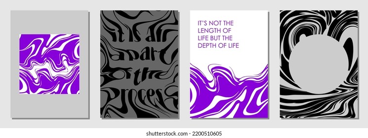Set of abstract posters in cyberpunk style for your banner, flyer or business card. Modern, trendy colors, minimalism art, vector illustration.