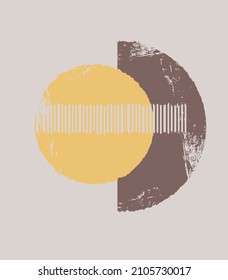 Eine Reihe abstrakter Plakate, die einfache Formen darstellen. Moderner, minimalistischer Hintergrund im modernen Bogo-Stil