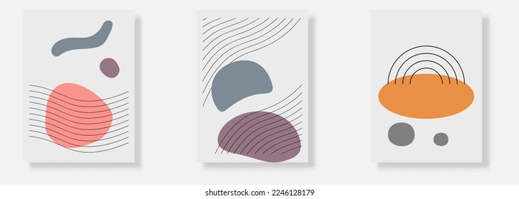 Conjunto de afiches abstractos con formas geométricas. Ilustración del vector
