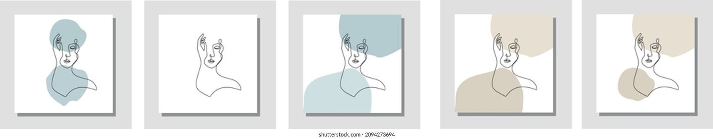Set abstrakter Plakate mit Mädchen-Gesicht