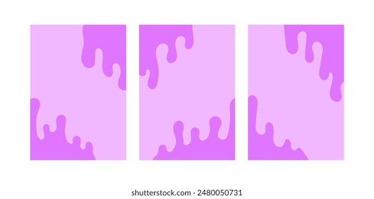 Set of abstract posters with liquid shapes. Vector flat illustration. Wavy psychedelic backgrounds