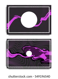 Set of abstract posters with liquid splashes. Futuristic backgrounds. Applicable for Covers, Posters, Flyers and Banner Designs