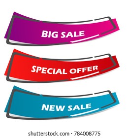 set of abstract price tag sale label banner isolated on white background