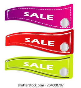 set of abstract price tag sale label banner isolated on white background