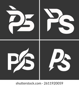 Set of Abstract PS company logo band design 