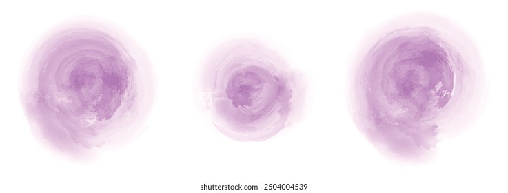 Set of abstract pure magenta watercolor water splash on a white background. Vector watercolour texture in salad color. Ink paint brush stain. Pure magenta splatters spot. Watercolor pastel splash