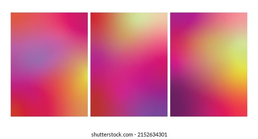 Set of abstract purple gradient background. Vector blurred design