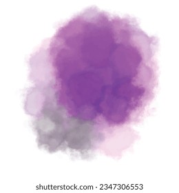 Set of abstract purple watercolor water splash on a white background. Vector watercolour texture in salad color. Ink paint brush stain. pink splatters spot. Watercolor pastel splash