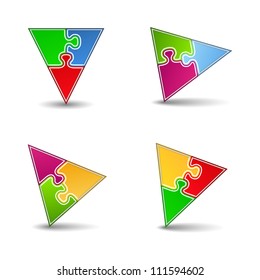 Set Of Abstract Puzzle Triangles, Vector Eps10 Illustration